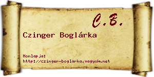 Czinger Boglárka névjegykártya